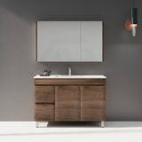 600-1500Mm Berge Freestanding Bathroom Floor Vanity Dark Oak Wood Grain Pvc Filmed Cabinet Only &