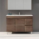 600-1500Mm Berge Freestanding Bathroom Floor Vanity Dark Oak Wood Grain Pvc Filmed Cabinet Only &