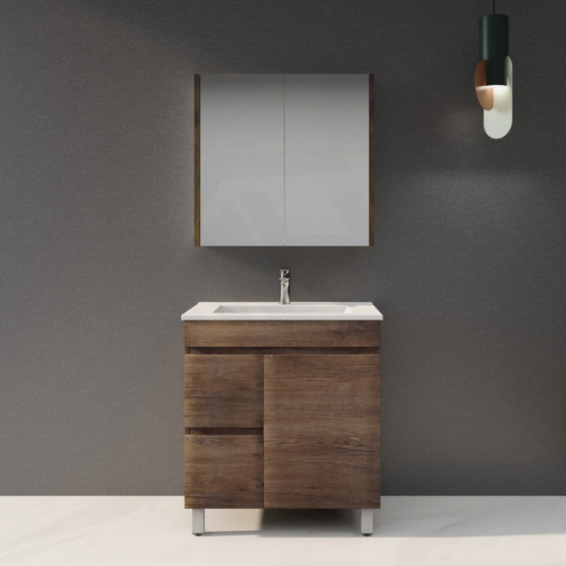 600-1500Mm Berge Freestanding Bathroom Floor Vanity Dark Oak Wood Grain Pvc Filmed Cabinet Only &