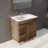 600-1500Mm Berge Freestanding Bathroom Floor Vanity Dark Oak Wood Grain Pvc Filmed Cabinet Only &