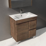 600-1500Mm Berge Freestanding Bathroom Floor Vanity Dark Oak Wood Grain Pvc Filmed Cabinet Only &