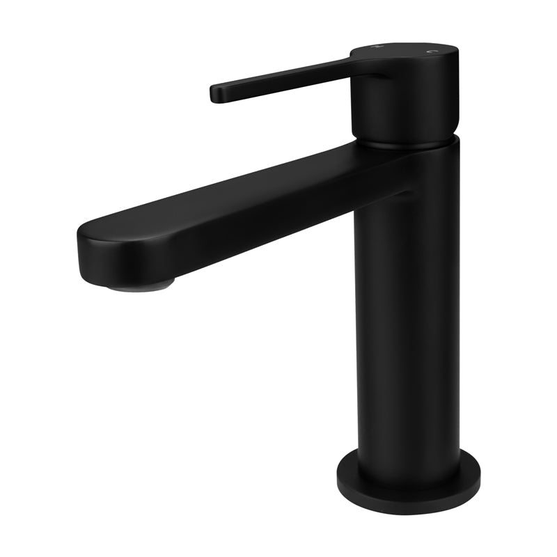 Round Brass Matt Black Short Basin Mixer Bathroom