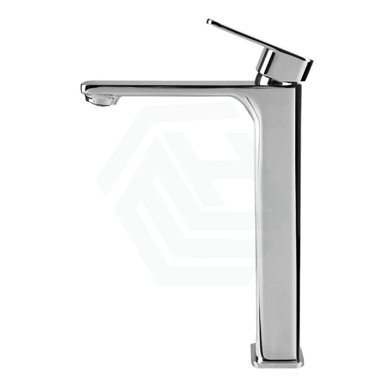 Bathroom Soft Square Solid Brass Chrome Tall Basin Mixer Tap Vanity Mixers