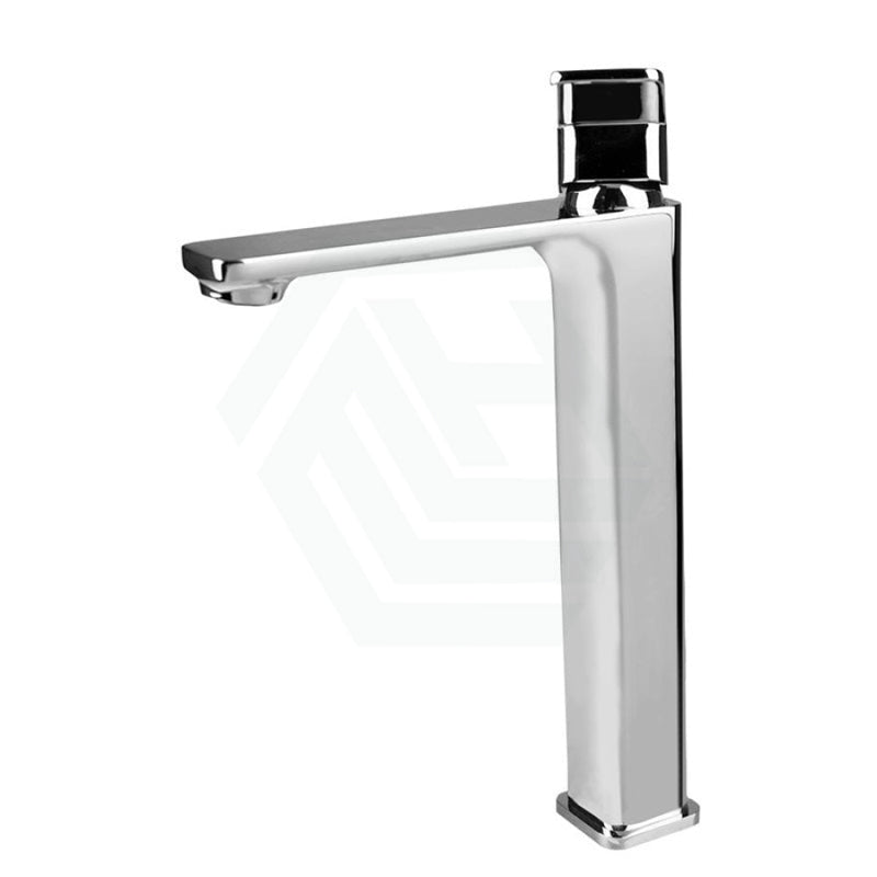 Bathroom Soft Square Solid Brass Chrome Tall Basin Mixer Tap Vanity Mixers