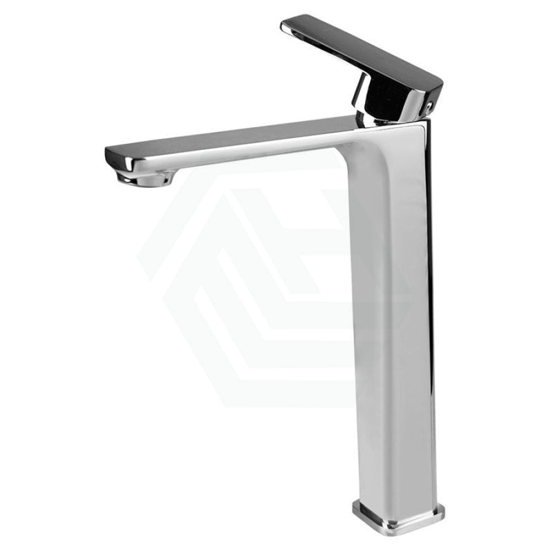 Bathroom Soft Square Solid Brass Chrome Tall Basin Mixer Tap Vanity Mixers