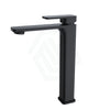 Bathroom Soft Square Solid Brass Matt Black Tall Basin Mixer Tap Vanity Mixers