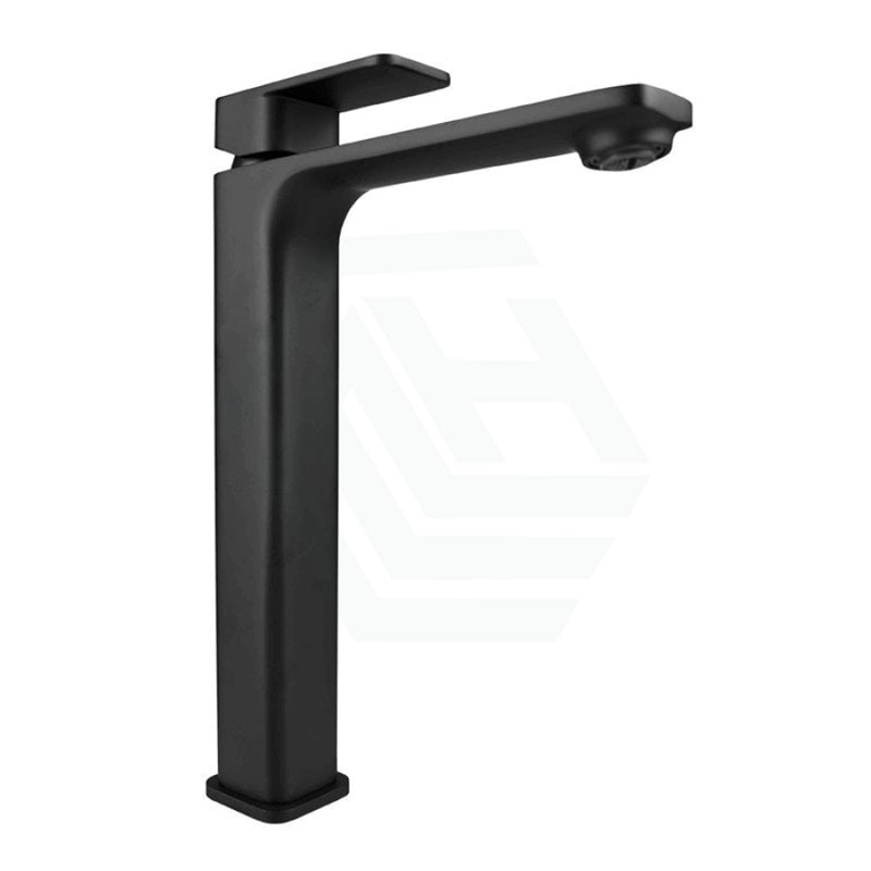 Bathroom Soft Square Solid Brass Matt Black Tall Basin Mixer Tap Vanity Mixers