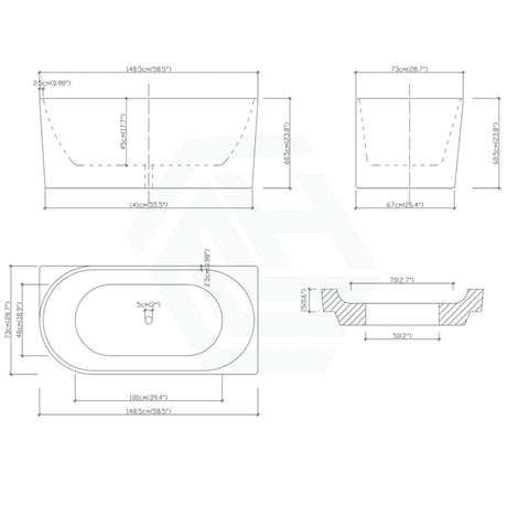 1300/1400/1485/1680Mm Nerida Bathtub Right Corner Acrylic Gloss White No Overflow 1500Mm Bathtubs