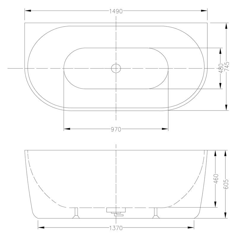 1400/1490/1600/1690Mm Hanabi Bathtub Back To Wall Gloss White No Overflow 1500Mm Bathtubs