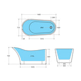 1400/1485/1700mm Bevel Freestanding Bathtub Acrylic Gloss White Special Shape NO Overflow