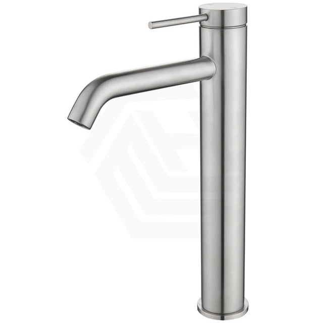 Bella Vista Mica Brushed Nickel Tall Basin Mixer Tap Round Stainless Steel For Bathroom Mixers