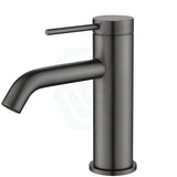 Bella Vista Mica Gunmetal Grey Short Basin Mixer Tap Round Stainless Steel For Bathroom Mixers