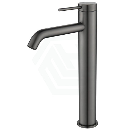 Bella Vista Mica Gunmetal Grey Tall Basin Mixer Tap Round Stainless Steel For Bathroom Mixers