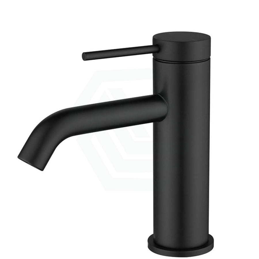 Bella Vista Mica Matt Black Short Basin Mixer Tap Round Stainless Steel For Bathroom Mixers