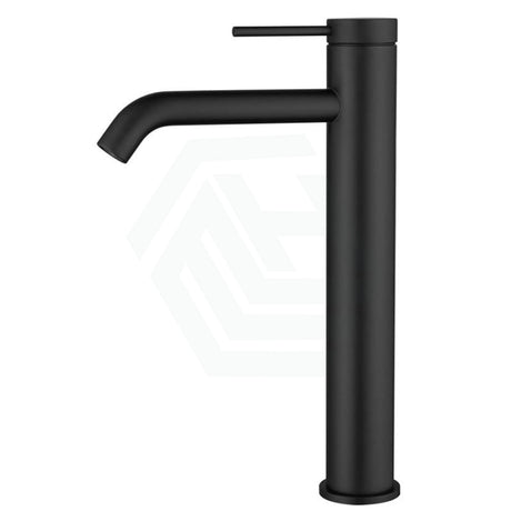 Bella Vista Mica Matt Black Tall Basin Mixer Tap Round Stainless Steel For Bathroom Mixers