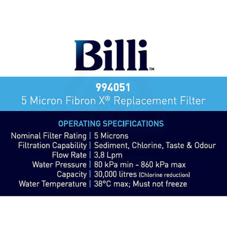 Billi 5 Micron Fibron X Replacement Filter