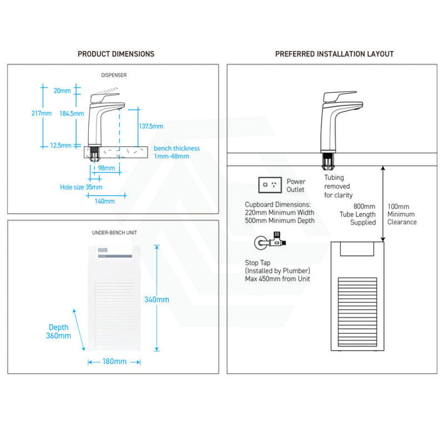 Billi Instant Boiling & Still Water System B4000 With Xl Levered Dispenser Chrome Filter Taps