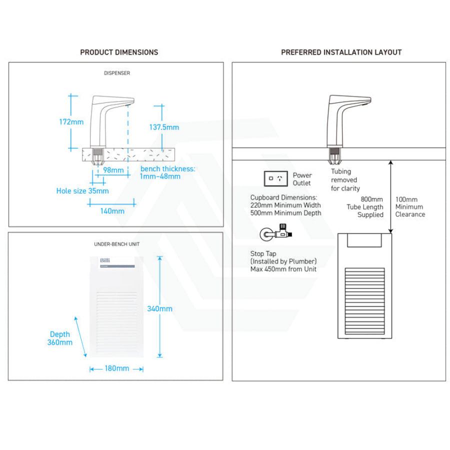 Billi Instant Boiling & Still Water System B4000 With Xt Touch Dispenser Chrome Filter Taps