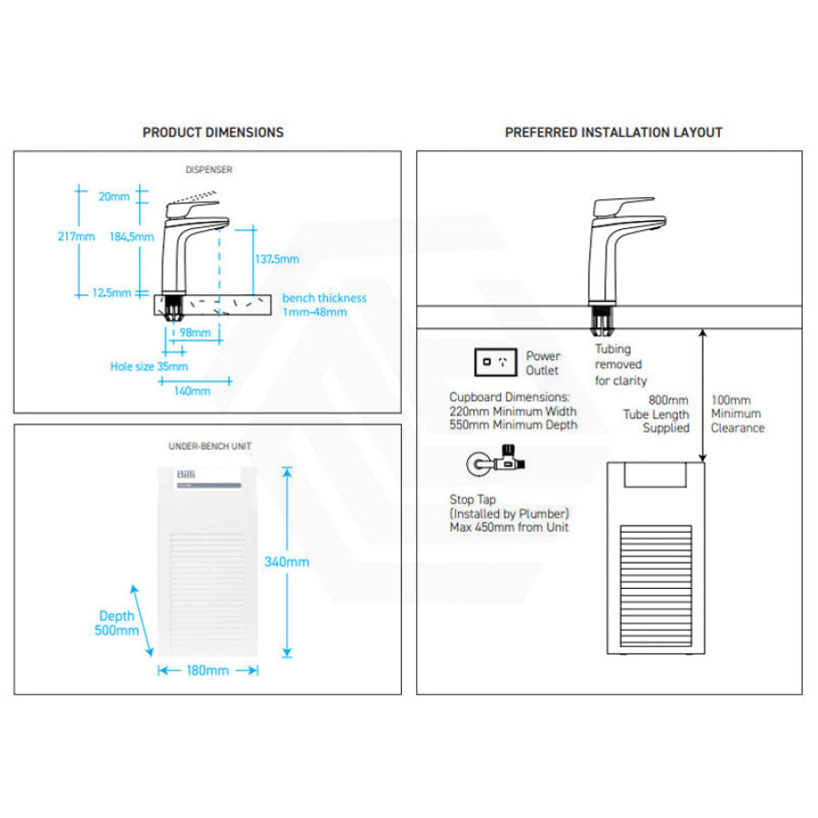 Billi Instant Filtered Water System B5000 With Xl Levered Dispenser Matte Black Filter Taps