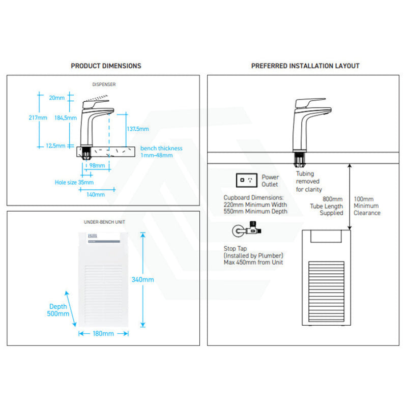 Billi Instant Filtered Water System B5000 With Xl Levered Dispenser Matte Black Filter Taps