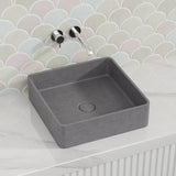 390x390x120mm Square Above Counter Concrete Basin French Grey Pop Up Waste Included