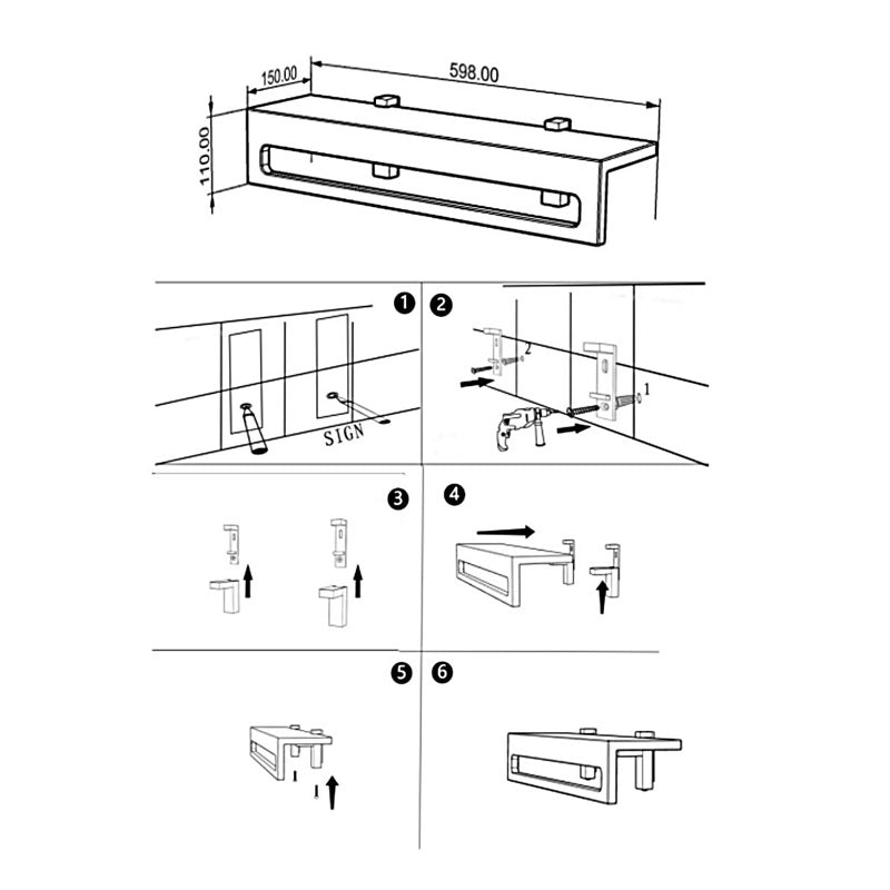 Concrete Towel Rack 600mm Wall Mounted French Grey / Terrazzo / White Sandstone