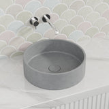 390x390x120mm Round Above Counter Concrete Basin Grey Mist Pop Up Waste Included