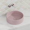 390x390x120mm Round Above Counter Concrete Basin Barbie Pink Pop Up Waste Included