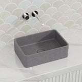 400x280x120mm Rectangle Above Counter Concrete Basin French Grey Pop Up Waste Included