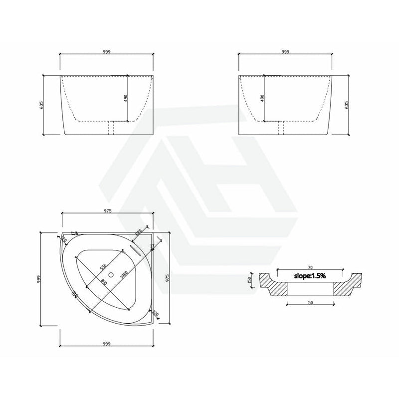 1000Mm Bella Corner Back To Wall Bathtub Gloss White With Overflow Bathtubs