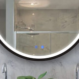 700/900Mm Led Mirror Round Black Framed Demister