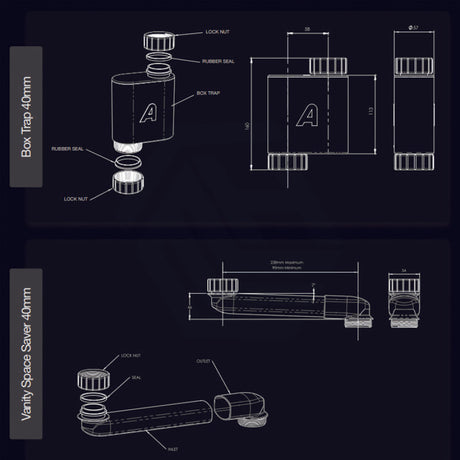 Box Trap & Space Saver Kit 40Mm Basin Bottle Traps