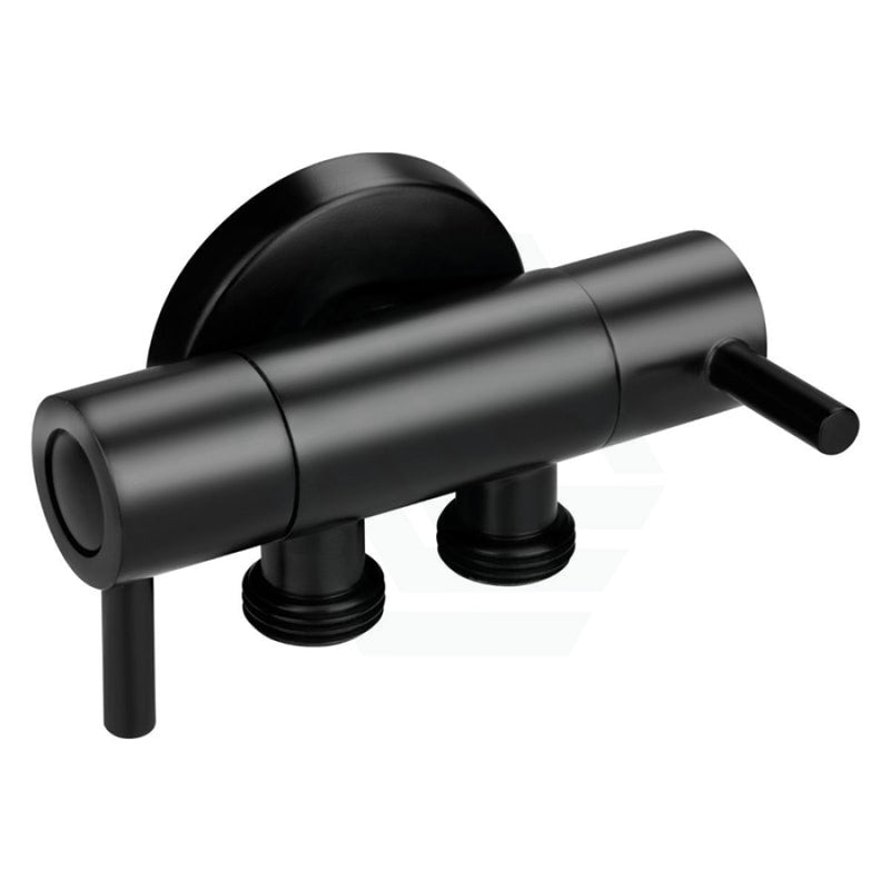 Brass Matt Black Double Outlet Toilet Bidet Diverter Angle Valve