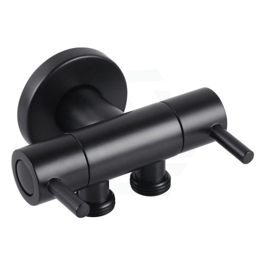 Brass Matt Black Double Outlet Toilet Bidet Diverter Angle Valve