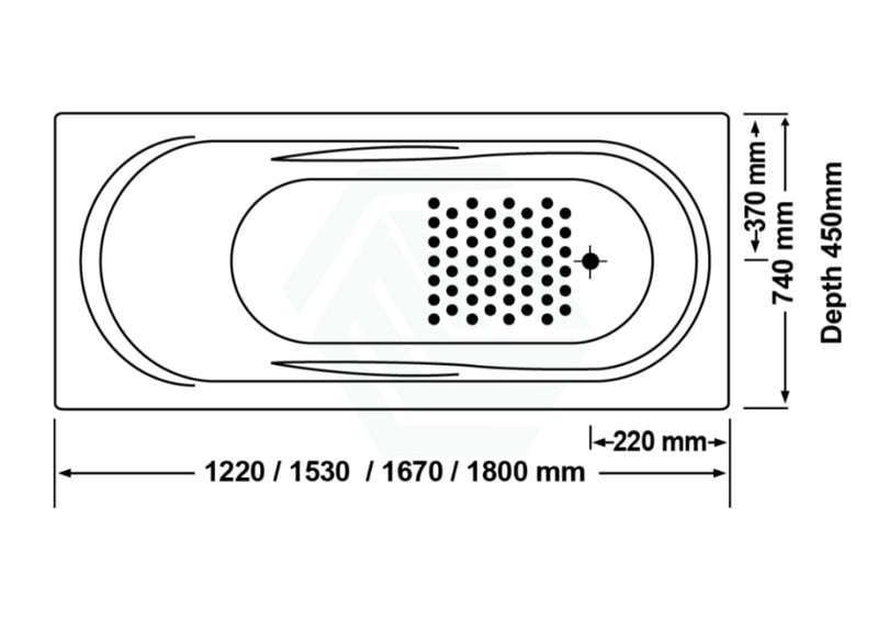 Broadway Allura Spa Bathtub 1530/1670/1800X740X450Mm Rectangula Drop-In Tub Rectangular Baths