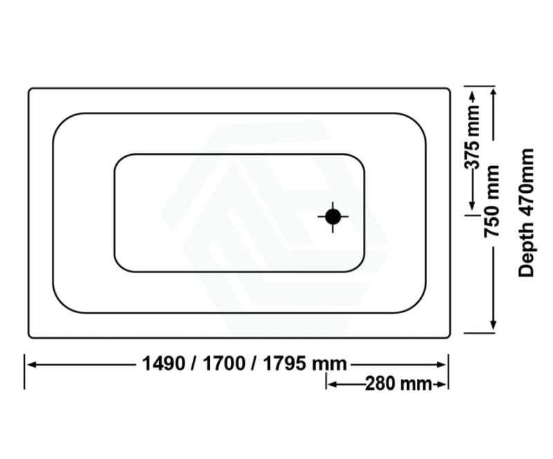 Broadway Alpha B Spa Bath With Non-Slip Base & Tiling Bead 1490/1700/1800X750X470Mm Rectangula