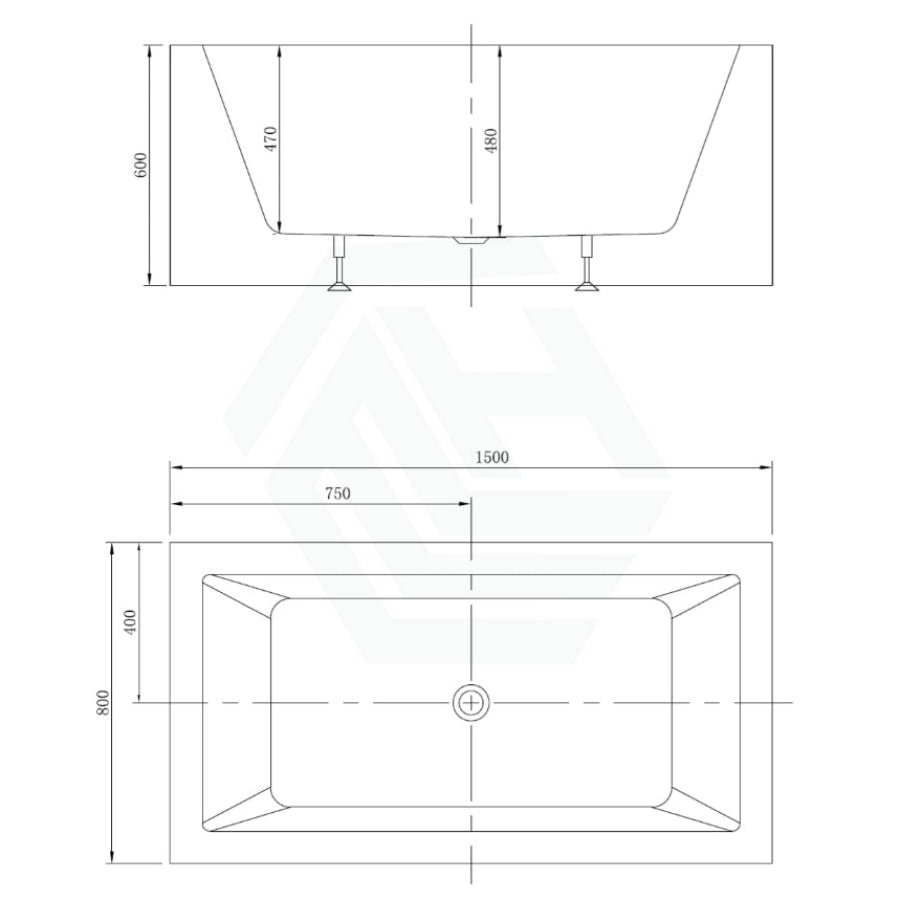 Broadway Ataud 1500/1700X800X600Mm Rectangle Acrylic Freestanding Spa Bathtub Baths