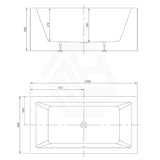 Broadway Ataud 1500/1700X800X600Mm Rectangle Acrylic Freestanding Spa Bathtub Baths