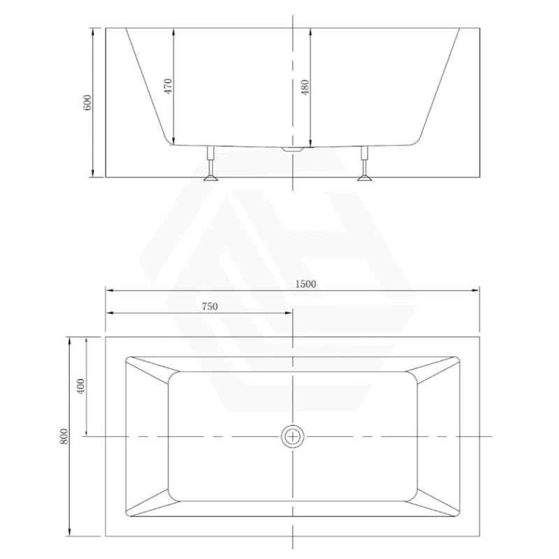 Broadway Ataud 1500/1700X800X600Mm Rectangle Acrylic Freestanding Spa Bathtub Baths