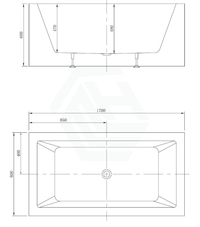 Broadway Ataud 1500/1700X800X600Mm Rectangle Acrylic Freestanding Spa Bathtub Baths