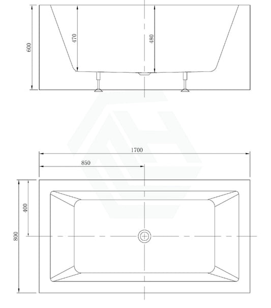 Broadway Ataud 1500/1700X800X600Mm Rectangle Acrylic Freestanding Spa Bathtub Baths