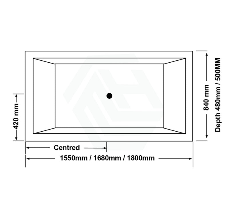 Broadway Catolina Spa Bath 1550/1680/1800X840X480/500Mm Rectangula Drop-In Tub Rectangular Baths