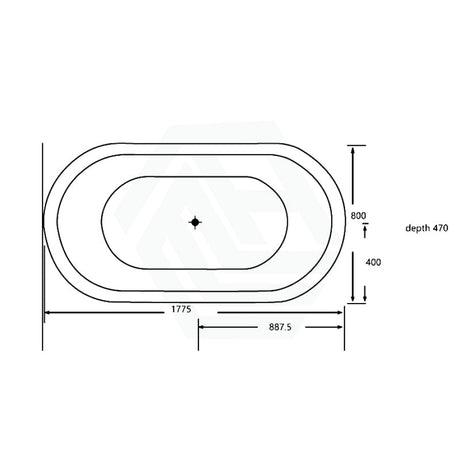 Broadway Estella Spa Bath 1775X800X470Mm Oval Drop-In Tub Baths