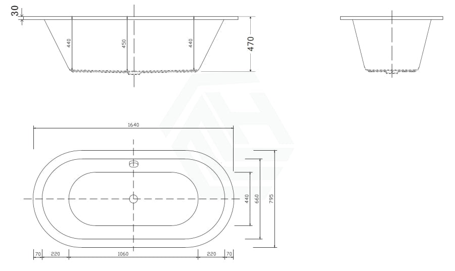 Broadway Florentine Spa Bath 1485/1640/1775Mm Oval Drop-In Tub Baths