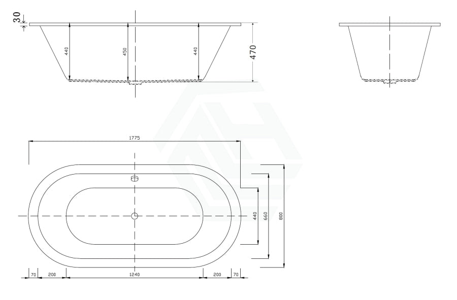 Broadway Florentine Spa Bath 1485/1640/1775Mm Oval Drop-In Tub Baths