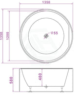 Broadway Fs19 1350/1400X580Mm Round Acrylic Freestanding Spa Bathtub Baths