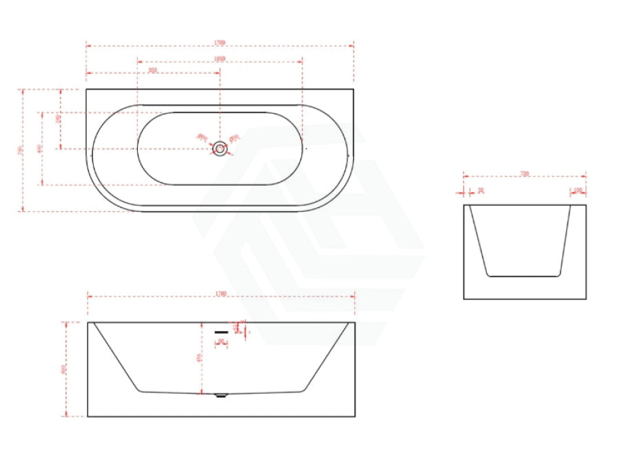 Broadway Fs36 Spa Bath 1700X780X600Mm Back To Wall Tub In Gloss White Baths