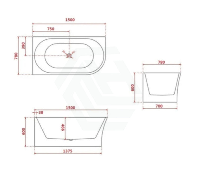 Broadway Fs7 1500/1700X780X600Mm Back To Wall Left Corner Spa Bathtub Acrylic 1500Mm / Air Switch