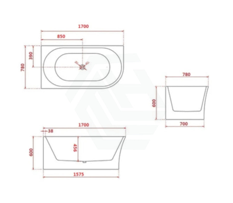 Broadway Fs7 1500/1700X780X600Mm Back To Wall Left Corner Spa Bathtub Acrylic 1700Mm / Air Switch