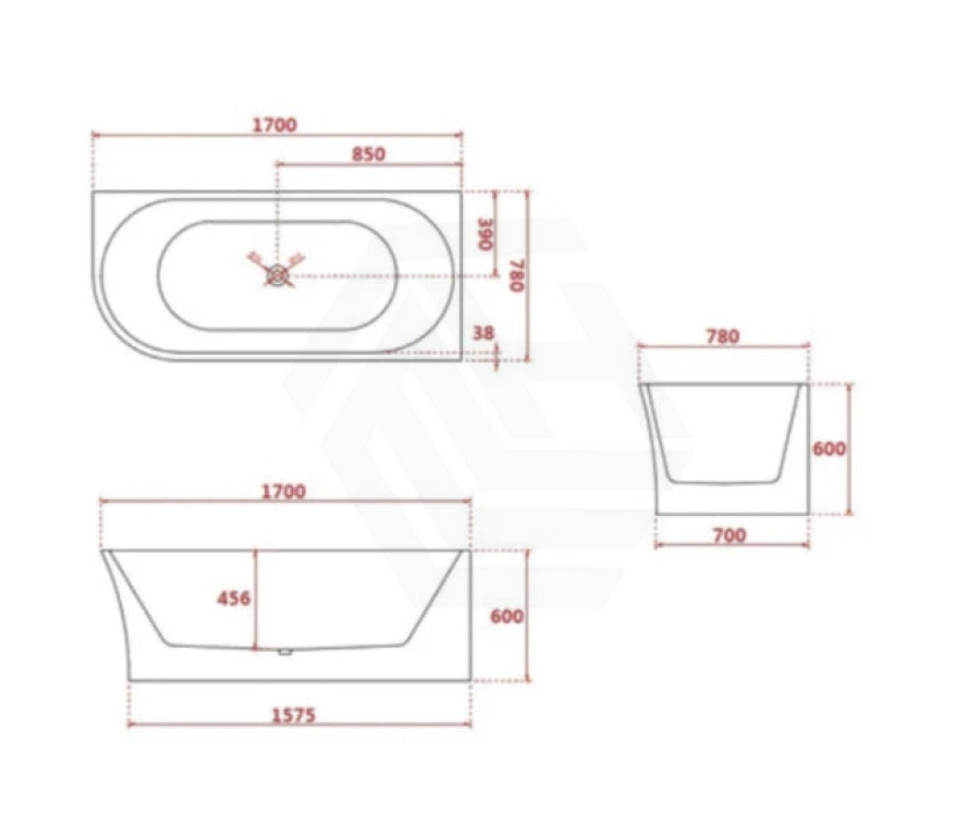 Broadway Fs7 1500/1700X780X600Mm Right Corner Back To Wall Spa Bathtub Acrylic Baths